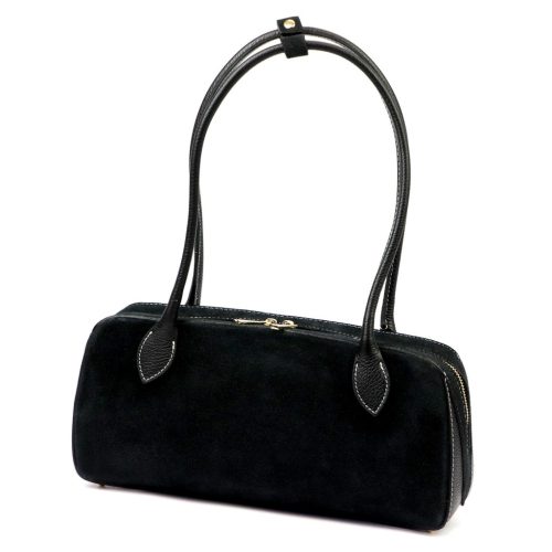  Dámska kožená kabelka cez rameno Luka 24-083 čierna 34 x 17 x 9 cm