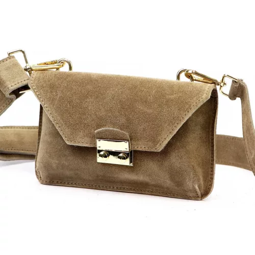  Dámska semišová kožená kabelka Luka 24-077, crossbody 20 x 12,5 x 5 cm