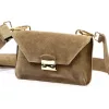  Dámska semišová kožená kabelka Luka 24-077, crossbody 20 x 12,5 x 5 cm