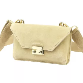    Dámska kožená kabelka cez rameno, crossbody, béžová Luka 24-077, rozmery 20 x 12,5 x 5 cm