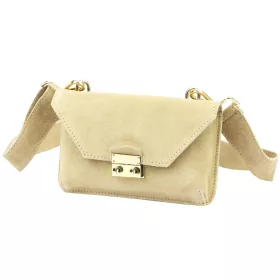    Dámska kožená kabelka cez rameno, crossbody, béžová Luka 24-077, rozmery 20 x 12,5 x 5 cm