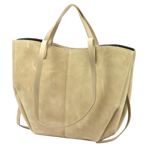  Dámska kožená kabelka cez rameno, crossbody, béžová Luka 24-082 D, rozmery 43 x 30 x 13 cm