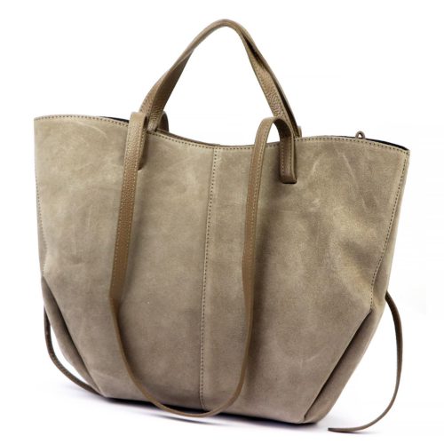  Dámska kožená kabelka cez rameno Luka 24-082 D béžovej farby, bočná taška 43 x 30 x 13 cm