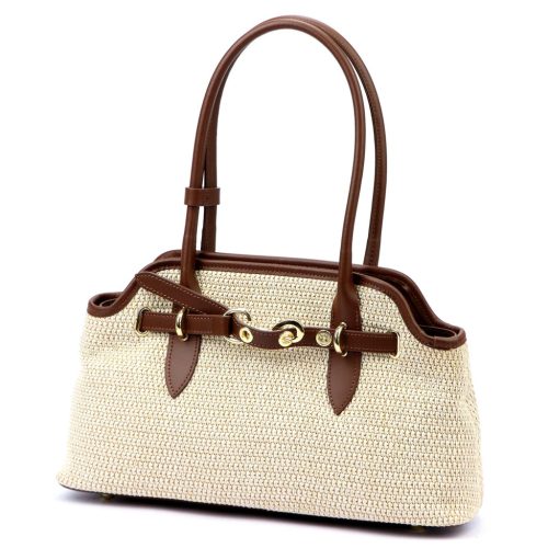  Dámska kožená kabelka cez rameno Luka 24-073 hnedo-béžovej farby 38 x 24 x 12 cm
