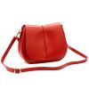  Dámska kožená kabelka cez rameno, crossbody, červená Luka 24-033, rozmery 27 x 21 x 9,5 cm