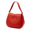  Dámska kožená kabelka cez rameno, crossbody, červená Luka 24-033, rozmery 27 x 21 x 9,5 cm