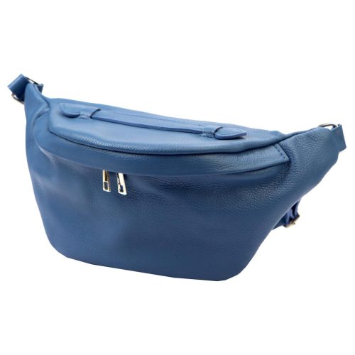  Dámska kožená kabelka na opasok Luka 24-010 modrá, crossbody 34 x 19 x 13 cm