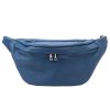  Dámska kožená kabelka na opasok Luka 24-010 modrá, crossbody 34 x 19 x 13 cm