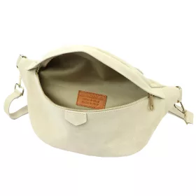    Dámska kožená crossbody kabelka Luka 24-091 béžovej farby, bočná, 35 x 15 x 11 cm