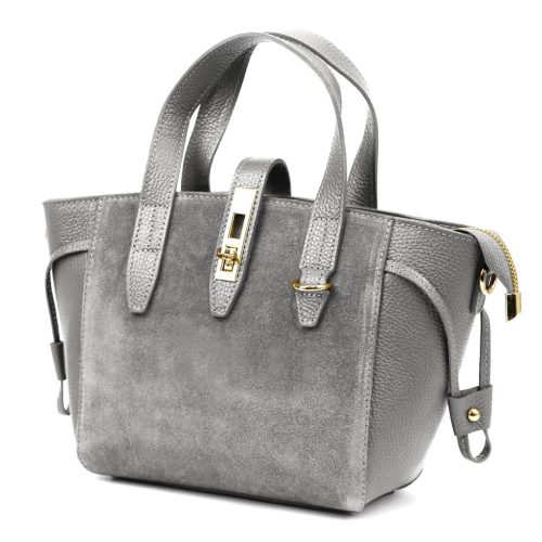  Dámska kožená kabelka Luka 24-092 sivá, crossbody 31 x 20 x 12 cm