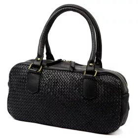    Dámska kožená kabelka cez rameno VS 042 čierna, bočná taška 37 x 19 x 11 cm