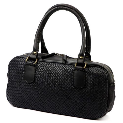  Dámska kožená kabelka cez rameno VS 042 čierna, bočná taška 37 x 19 x 11 cm