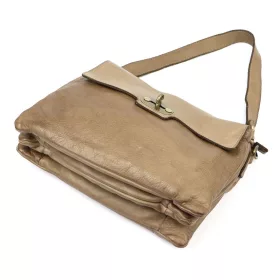    Dámska kožená kabelka cez rameno VS 043 béžovej farby, bočná taška 29 x 24 x 12 cm