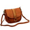  Dámska kožená kabelka VS 044 koňakovej farby, crossbody 25 x 22 x 11 cm