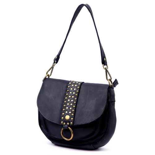  Dámska kožená kabelka VS 044 tmavomodrá, crossbody 25 x 22 x 11 cm