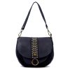  Dámska kožená kabelka VS 044 tmavomodrá, crossbody 25 x 22 x 11 cm
