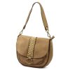  Dámska kožená kabelka VS 044 béžovej farby, crossbody 25 x 22 x 11 cm