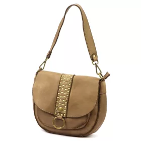    Dámska kožená kabelka VS 044 béžovej farby, crossbody 25 x 22 x 11 cm
