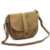  Dámska kožená kabelka VS 044 béžovej farby, crossbody 25 x 22 x 11 cm