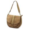  Dámska kožená kabelka VS 044 béžovej farby, crossbody 25 x 22 x 11 cm