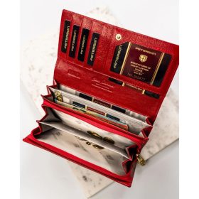    Dámska kožená peňaženka Peterson PTN 42106-BF s červeným motýlím vzorom 18 x 9 x 2 cm