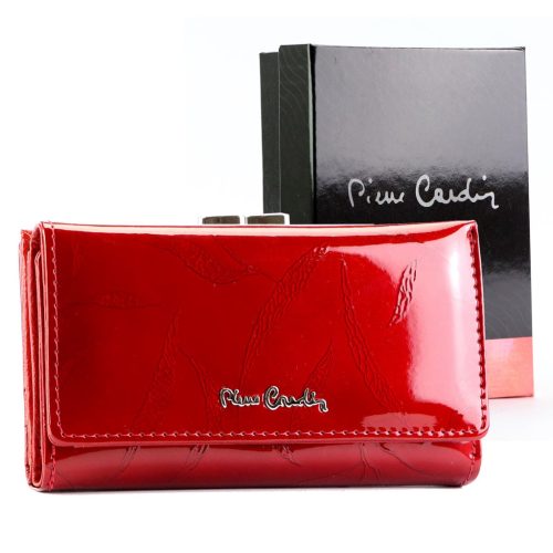  Pierre Cardin 02 LEAF-N 108 červená dámska lakovaná peňaženka 14,5 x 8,5 x 3 cm