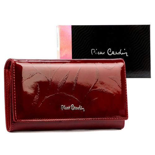  Pierre Cardin 02 LEAF-N 114 bordová dámska lakovaná peňaženka 17,5 x 9,5 x 3,5 cm