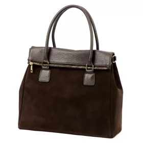   Dámska kožená kabelka cez rameno, crossbody kabelka Luka 24-095 tmavohnedá 37 x 31 x 15 cm