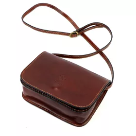    Dámska kožená kabelka cez rameno Florence 43 tmavohnedá, crossbody 20 x 14 x 7 cm