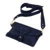 Luka 24-071 navy női velúr bőr bőr kézitáska 22.5 x 14.5 x 4.5 cm