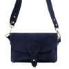 Luka 24-071 navy női velúr bőr bőr kézitáska 22.5 x 14.5 x 4.5 cm