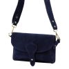Luka 24-071 navy női velúr bőr bőr kézitáska 22.5 x 14.5 x 4.5 cm