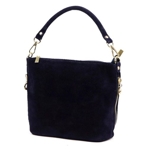 Luka 24-072 GOLD navy női velúr bőr bőr kézitáska 24 x 20 x 12 cm