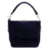 Luka 24-072 GOLD navy női velúr bőr bőr kézitáska 24 x 20 x 12 cm