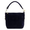 Luka 24-072 GOLD navy női velúr bőr bőr kézitáska 24 x 20 x 12 cm