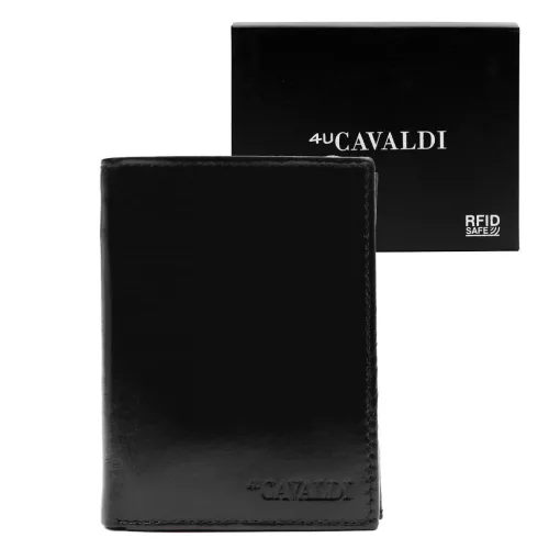  Pánska kožená peňaženka Cavaldi 0104-P-BS RFID čierna 9,5 x 12,5 x 3 cm