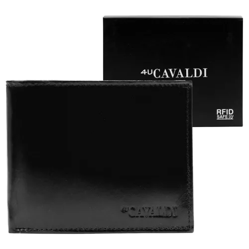  Pánska kožená peňaženka Cavaldi 0670-P-BS s RFID čipom, čierna, 12 x 8,5 x 2,5 cm