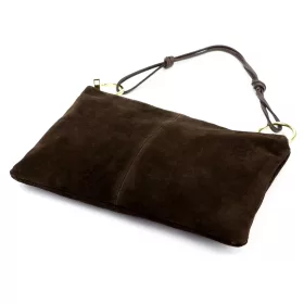    Dámska kabelka cez rameno z tmavohnedej semišovej kože Luka 24-097 D, crossbody, 36 x 25 x 5 cm