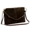  Dámska kabelka cez rameno z tmavohnedej semišovej kože Luka 24-097 D, crossbody, 36 x 25 x 5 cm
