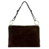  Dámska kabelka cez rameno z tmavohnedej semišovej kože Luka 24-097 D, crossbody, 36 x 25 x 5 cm