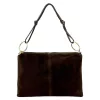  Dámska kabelka cez rameno z tmavohnedej semišovej kože Luka 24-097 D, crossbody, 36 x 25 x 5 cm