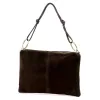  Dámska kabelka cez rameno z tmavohnedej semišovej kože Luka 24-097 D, crossbody, 36 x 25 x 5 cm