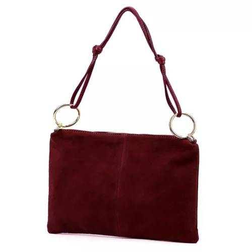  Dámska bordová kabelka z semišovej kože Luka 24-097 D 36 x 25 x 5 cm