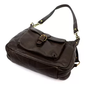    Dámska kožená kabelka cez rameno VS 046 tmavohnedá 32 x 22 x 15 cm