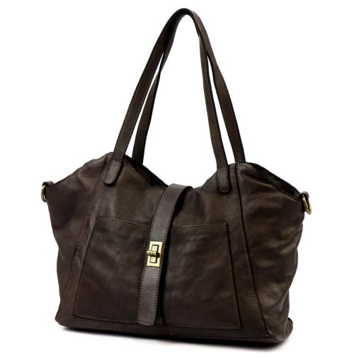  Dámska kožená kabelka cez rameno VS 048 hnedá 45 x 26 x 14 cm