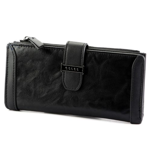Eslee 99378 fekete női rostbőr pénztárca 19.5 x 9.5 x 3 cm