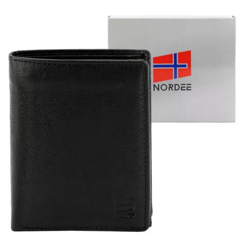  Nordee HARE N4 čierna pánska kožená peňaženka 9,5 x 12,5 x 3 cm