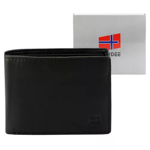  Nordee HARE 035 čierna pánska kožená peňaženka 11 x 9 x 3 cm