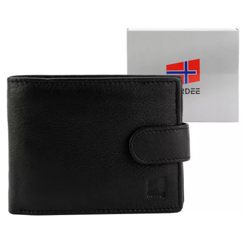  Pánska kožená peňaženka Nordee HARE 035L čierna 12,5 x 9,5 x 3 cm