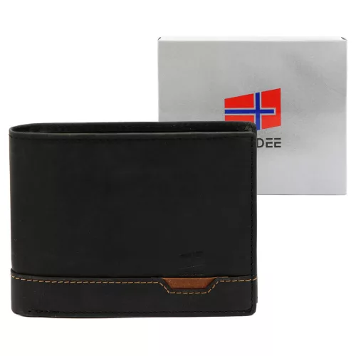  Nordee HJORT N992 čierna pánska kožená peňaženka 12,5 x 9,5 x 3 cm